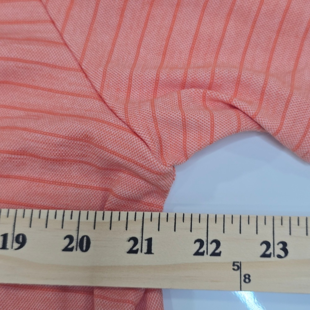 Tommy Bahama Polo Shirt Mens Large Coral Orange Striped Short Sleeve Cotton - Picture 11 of 13
